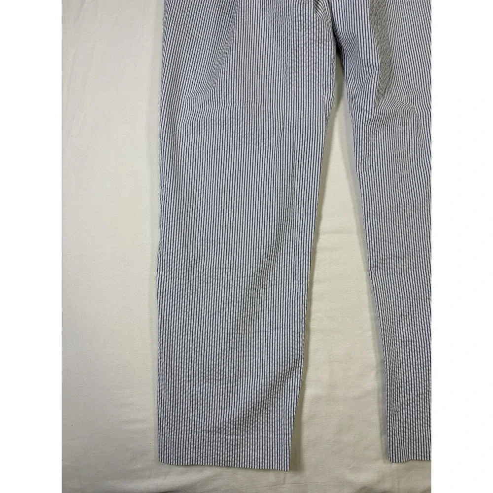 Britches Seersucker Striped Pants Size 34 x 30 Blue White Summer Preppy Trousers